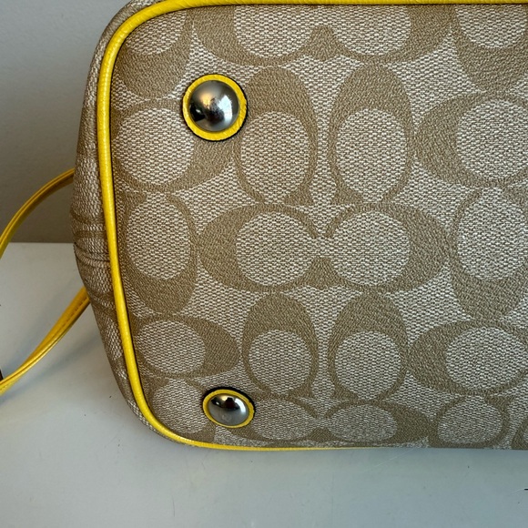 Coach Signature Drawstring tote in Yellow and Beige GUC - Picture 9 of 15